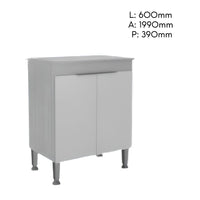 Bajo Mesada de Cocina 2 Puertas Blanco/madera Diseño Moderno®