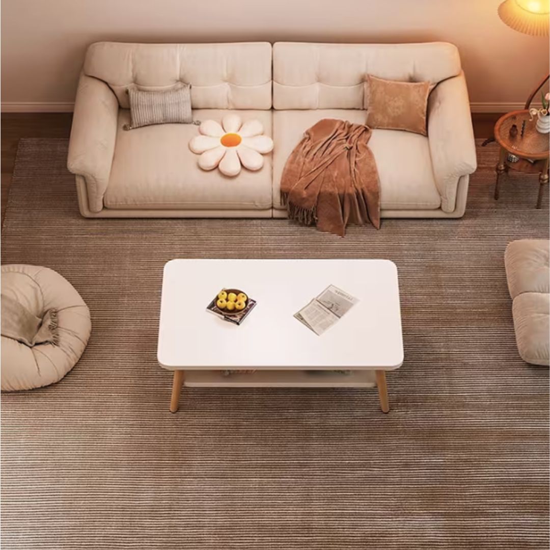 Mesa De Centro Ratona Moderna Blanca Con Estante 80cm®
