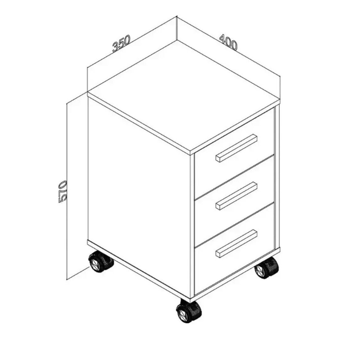 Cómoda 3 Cajones con Ruedas Calidad Resistente Mesita®