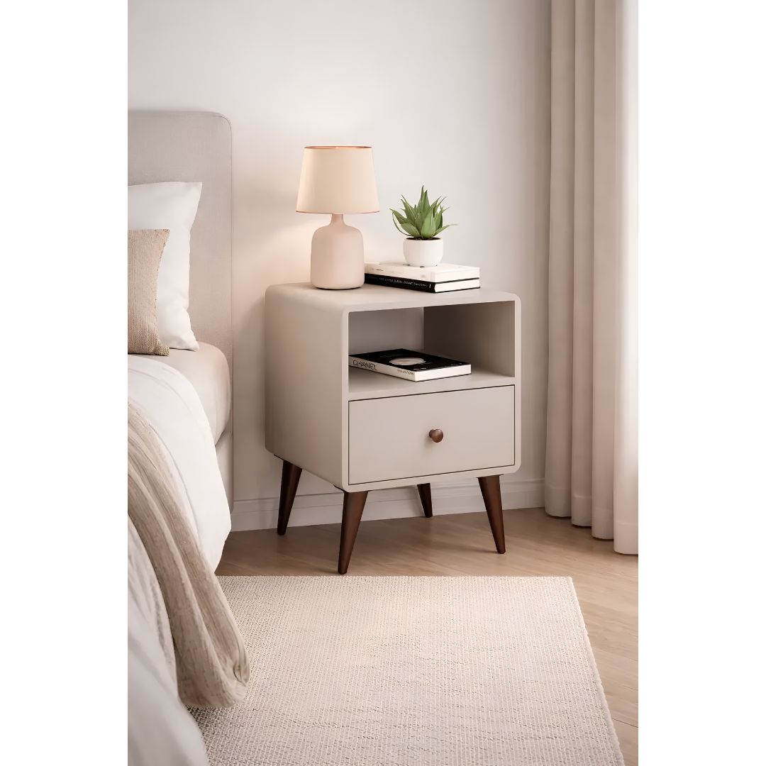 Mesita de Luz Minimalista Madera MDF Resistente Linea Curve®