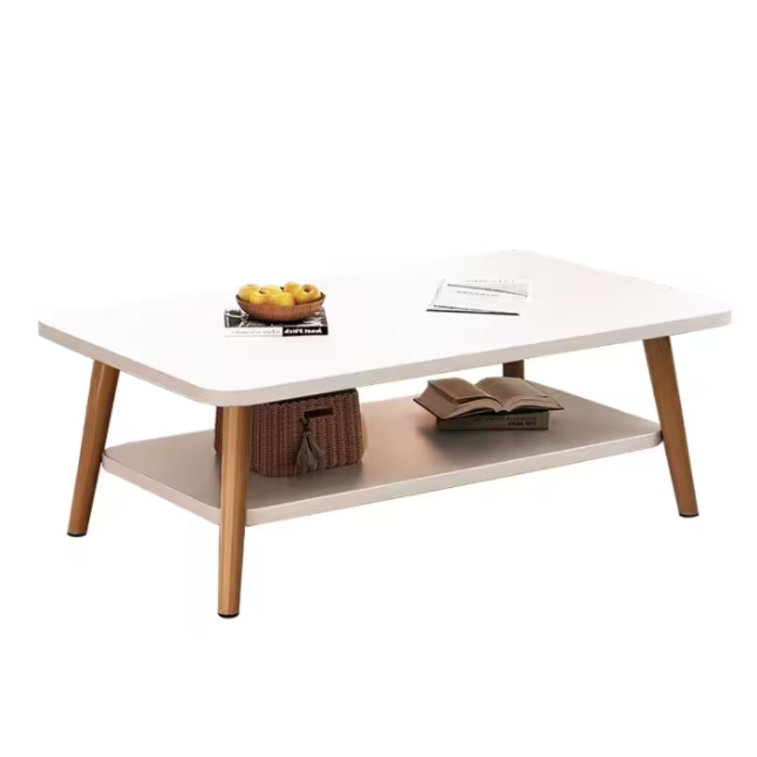 Mesa De Centro Ratona Moderna Blanca Con Estante 80cm®