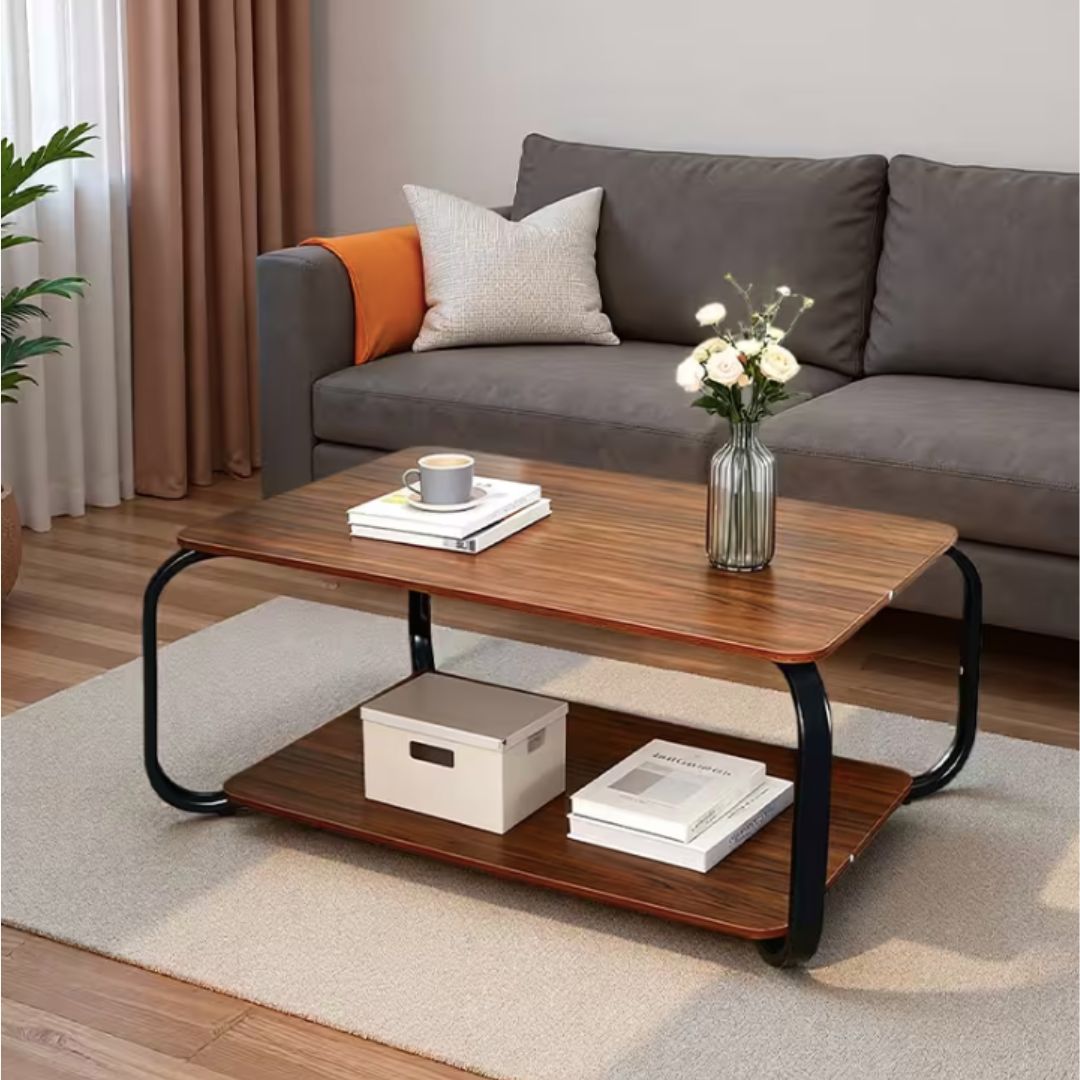 Mesa Ratona Metal+mdf Marron 2 Niveles Estante 100x60cm®