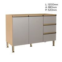 Bajo Mesada de Cocina Rebeca Moderno con Cajones y Puertas®