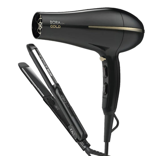 Combo Gama Planchita De Pelo G-style Duo+sec Bora Gold®