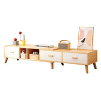 Rack Tv Madera Largo Extensible 120-198cm Natural Y Blanco®