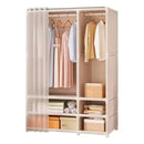 Ropero Organizador Practico Metal Y Tela 4 Estantes Beige®