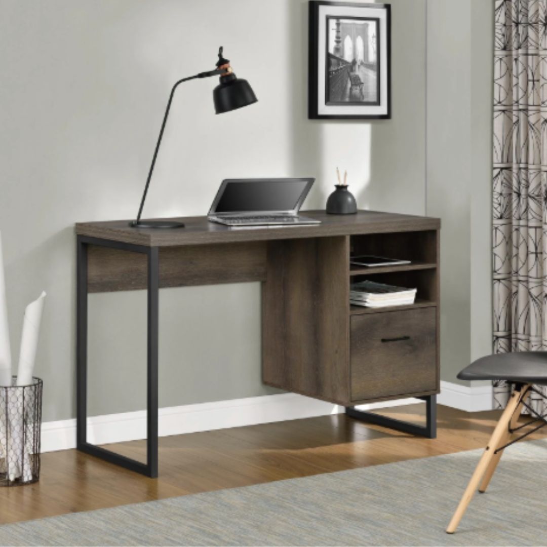 Escritorio Mdf Y Metal 1 Cajón 115x50x75cm Marron®