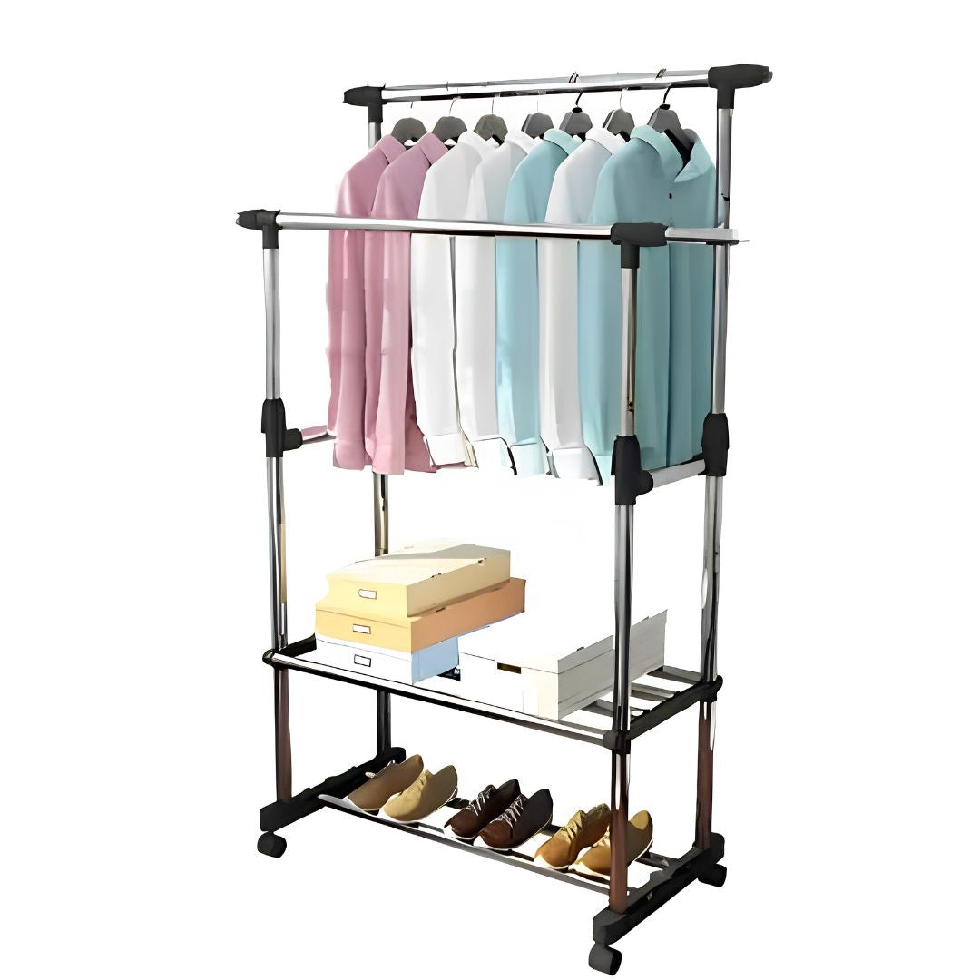 Perchero Doble Extensible Con Ruedas
