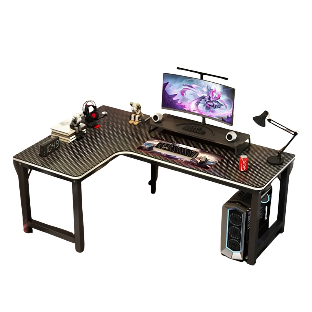 Escritorio gamer en L fibra de carbono y hierro 160x120cm®