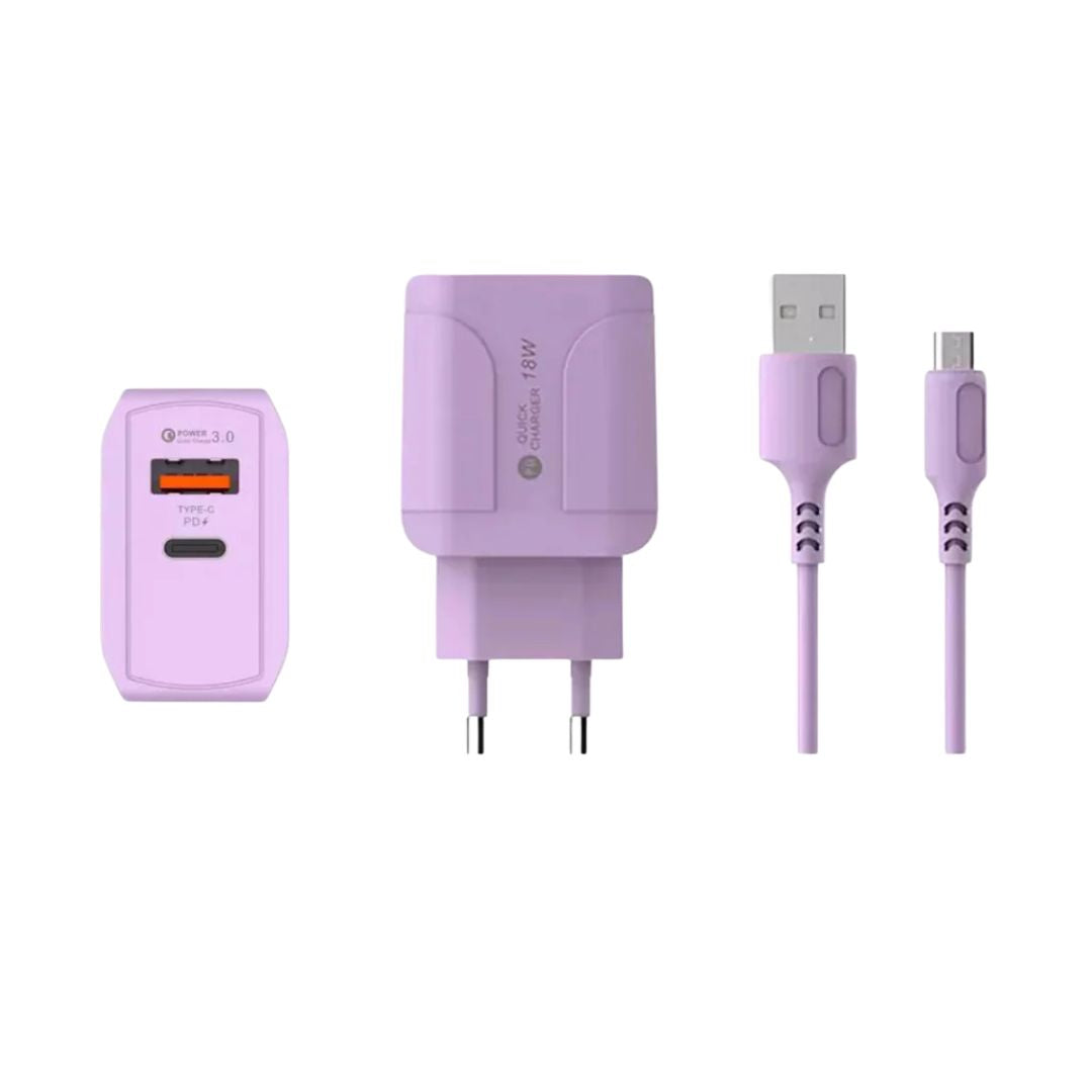 Cargador Dos Entradas Usb 3.0a Y Usb Tipo C Carga Rápida®