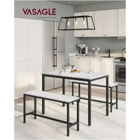 Juego De Comedor Hierro Y Madera Con 2 Bancos®