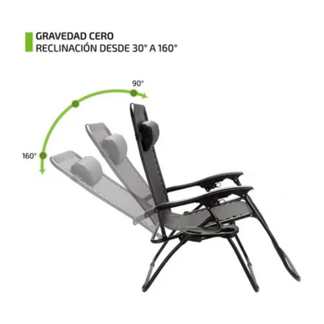 Silla Playera Reforzada Plegable Negro