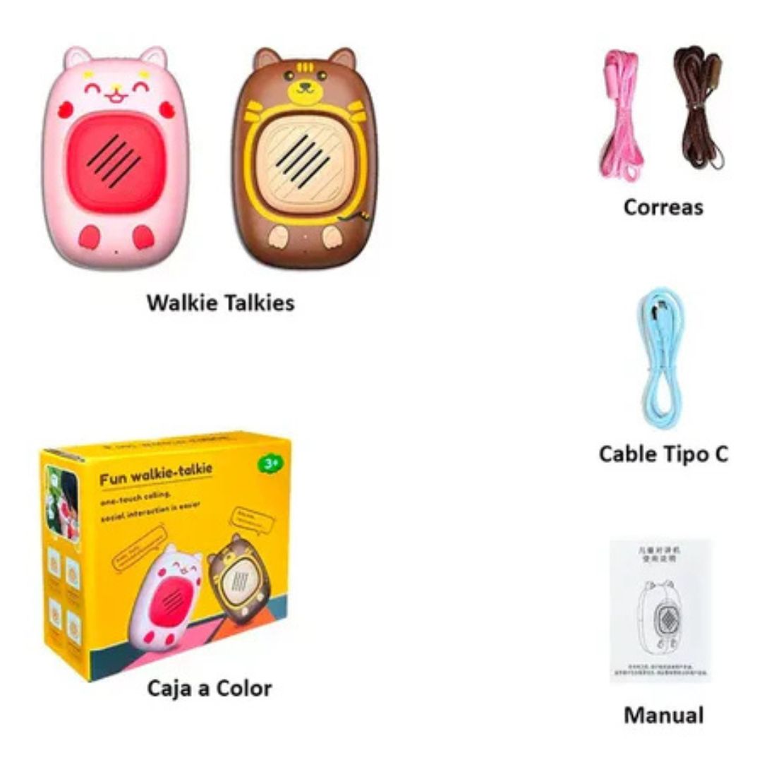 Walkie Talkie Recargables - Osito y Conejo