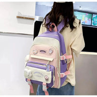 Mochila 5 En 1 Escolar Estilo Coreano Violeta®