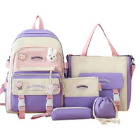 Mochila 5 En 1 Escolar Estilo Coreano Violeta®
