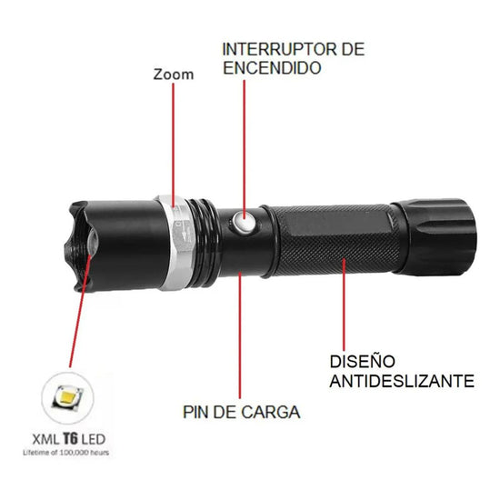 Linterna Swat Recargable Para Camping®
