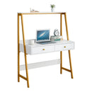 Escritorio Moderno Con Cajones Blanco Y Dorado®