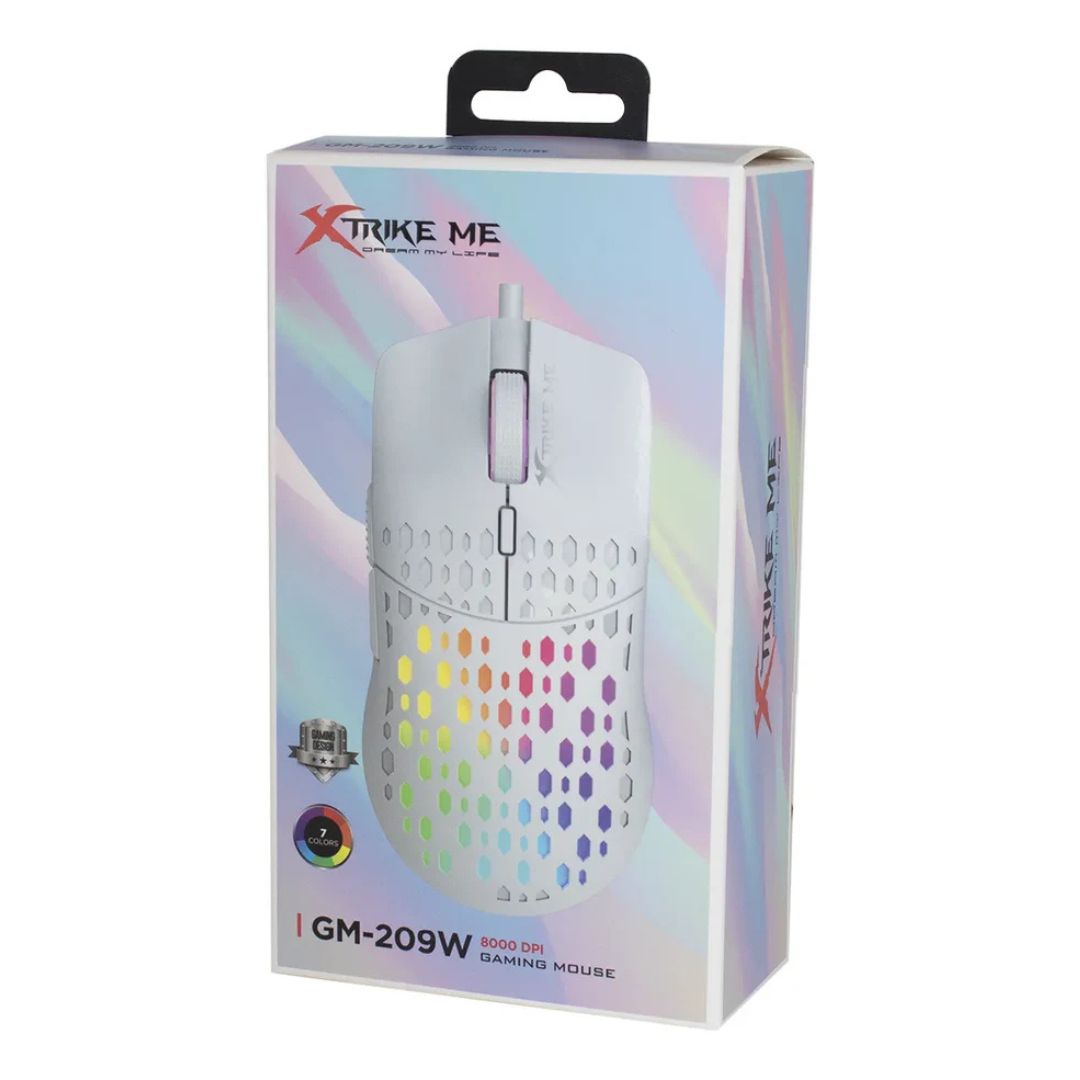 Mouse Gamer Optico Xtrike Me Gm-209w Rgb Blanco®