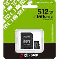 Tarjeta Memoria Microsd Kingston Canvas Plus 512gb 150mb®