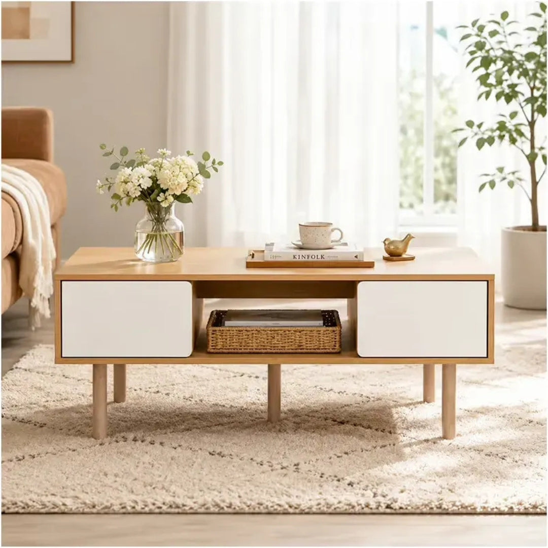 Mesa Ratona/ Mesa de Centro Moderna con Cajones y Estante®