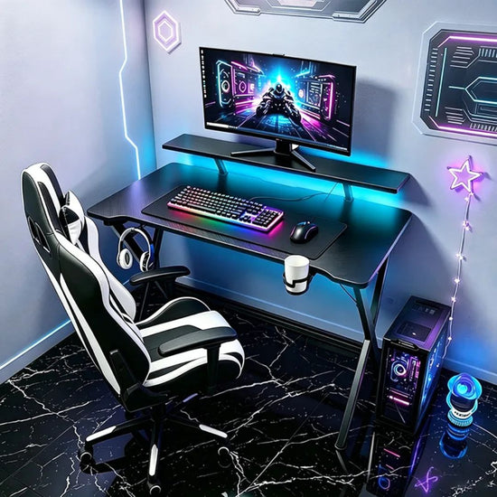 Escritorio Gamer Premium Con Estante+Luces Rgb Colores®