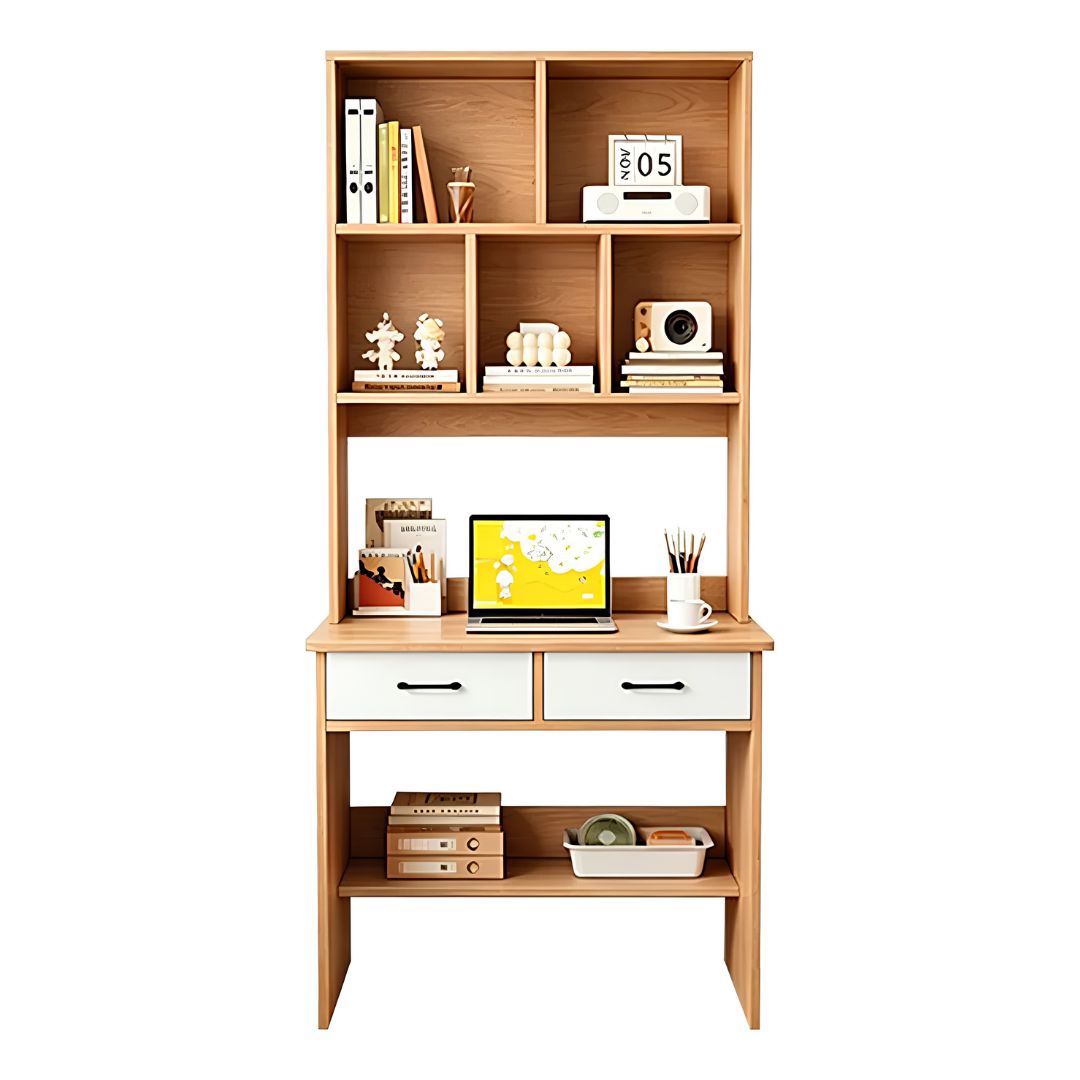 Escritorio Con Biblioteca + Cajones + Estantes Premium Mdf®
