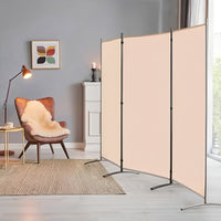 Biombo Separador Plegable 3 Paneles Poliéster Beige®