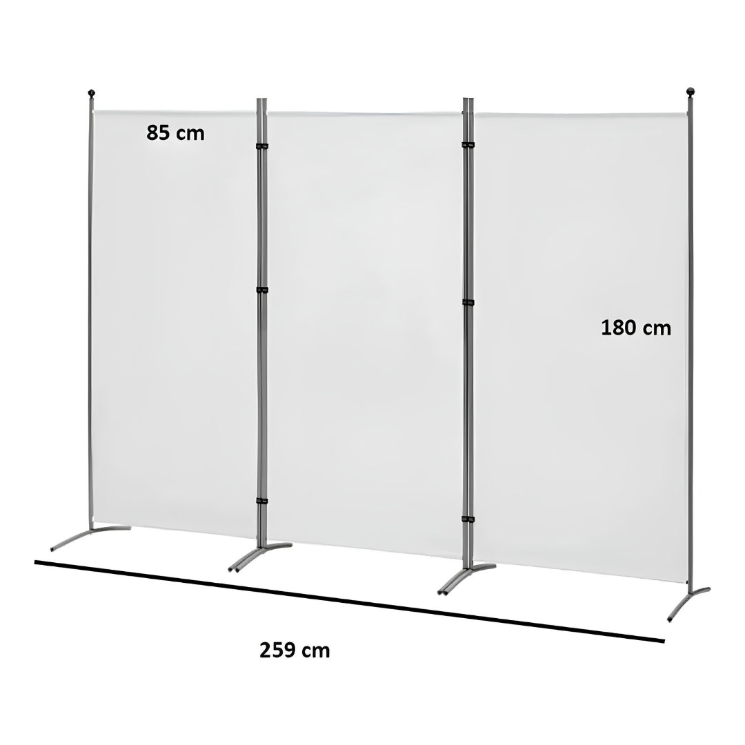 Biombo Separador Plegable 3 Paneles Poliéster Beige®