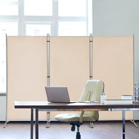 Biombo Separador Plegable 3 Paneles Poliéster Beige®