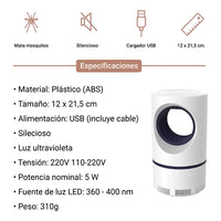 Lámpara Uv Anti Mosquitos Usb Para Interiores Y Exteriores®