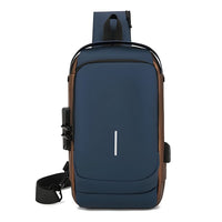 Mochila Cruzada Impermeable Anti Robo Color Azul Y Marrón®