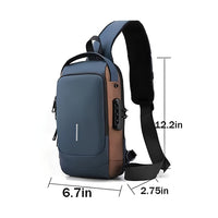 Mochila Cruzada Impermeable Anti Robo Color Azul Y Marrón®