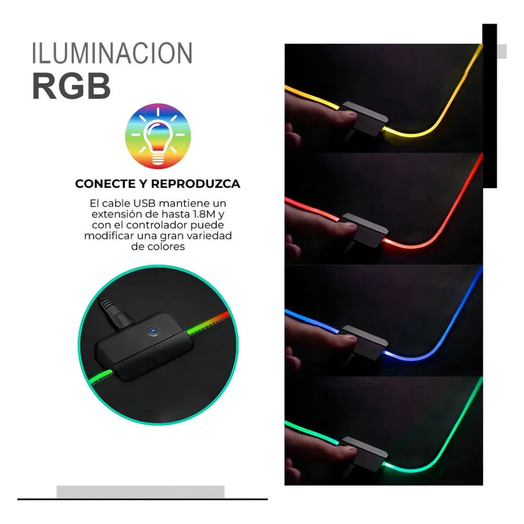 Mouse Pad Gamer XL Antideslizante Con Luz LED®