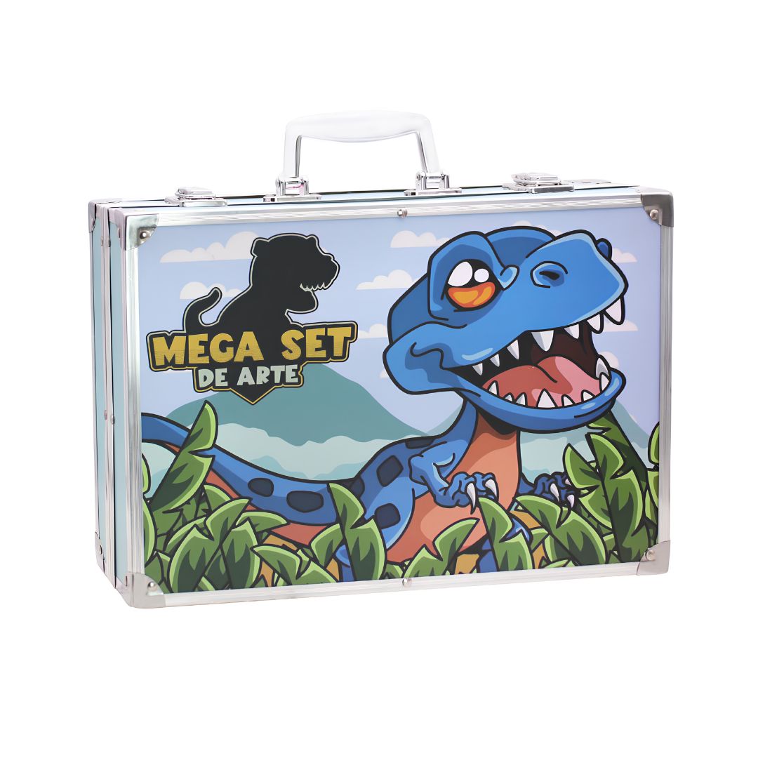 Set De Arte Infantil 145 Piezas En Valija Dinosaurio Azul®