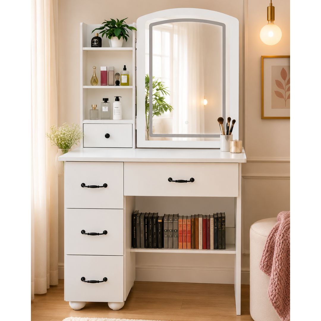 Tocador Infantil Estilo Clasico Para Maquillaje Mdf+luz Led®-