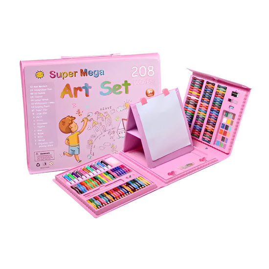 Set Kit De Arte 208 Piezas Valija Infantil Con Atril Rosado®