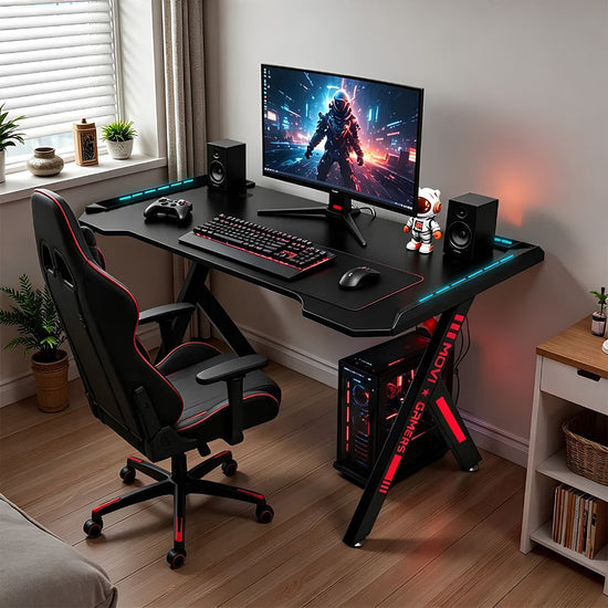 Escritorio Gamer Hierro Y Madera Mdf Profesional Luces Rgb®