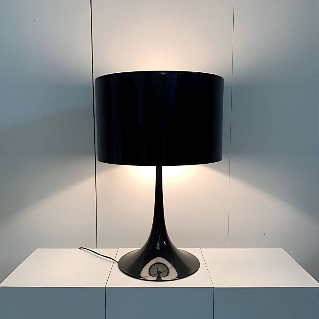 Lámpara De Mesa Negra Moderna Base Acrilico Pantalla Mate®