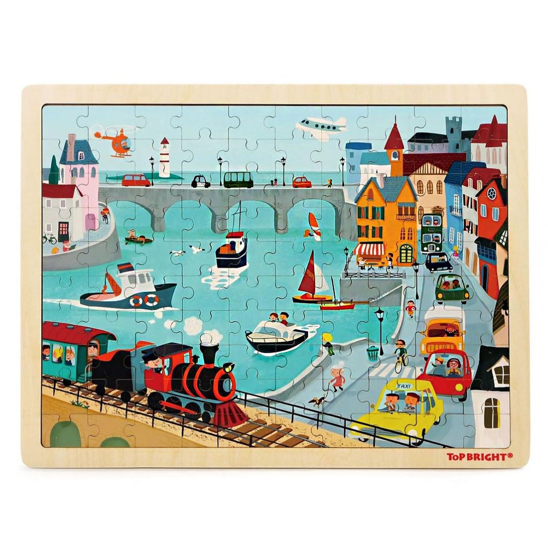 Puzzle De Madera De Ciudades 100 piezas Didactico Para Niños®