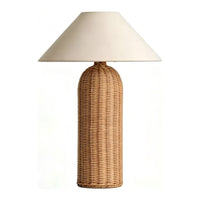 Lampara Luminaria De Mesa Alta En Ratán Pantalla Textil®