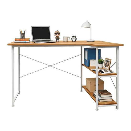 Escritorio En L Premium Con Estantes Y Madera Mdf Cómodo®