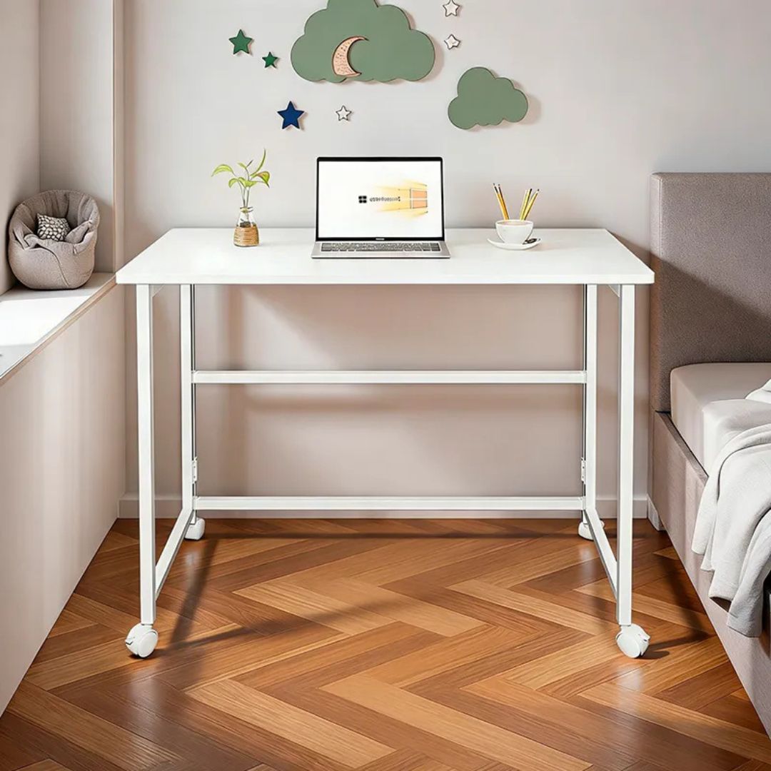 Escritorio Plegable Minimalista Metal/Mdf Práctico Blanco®