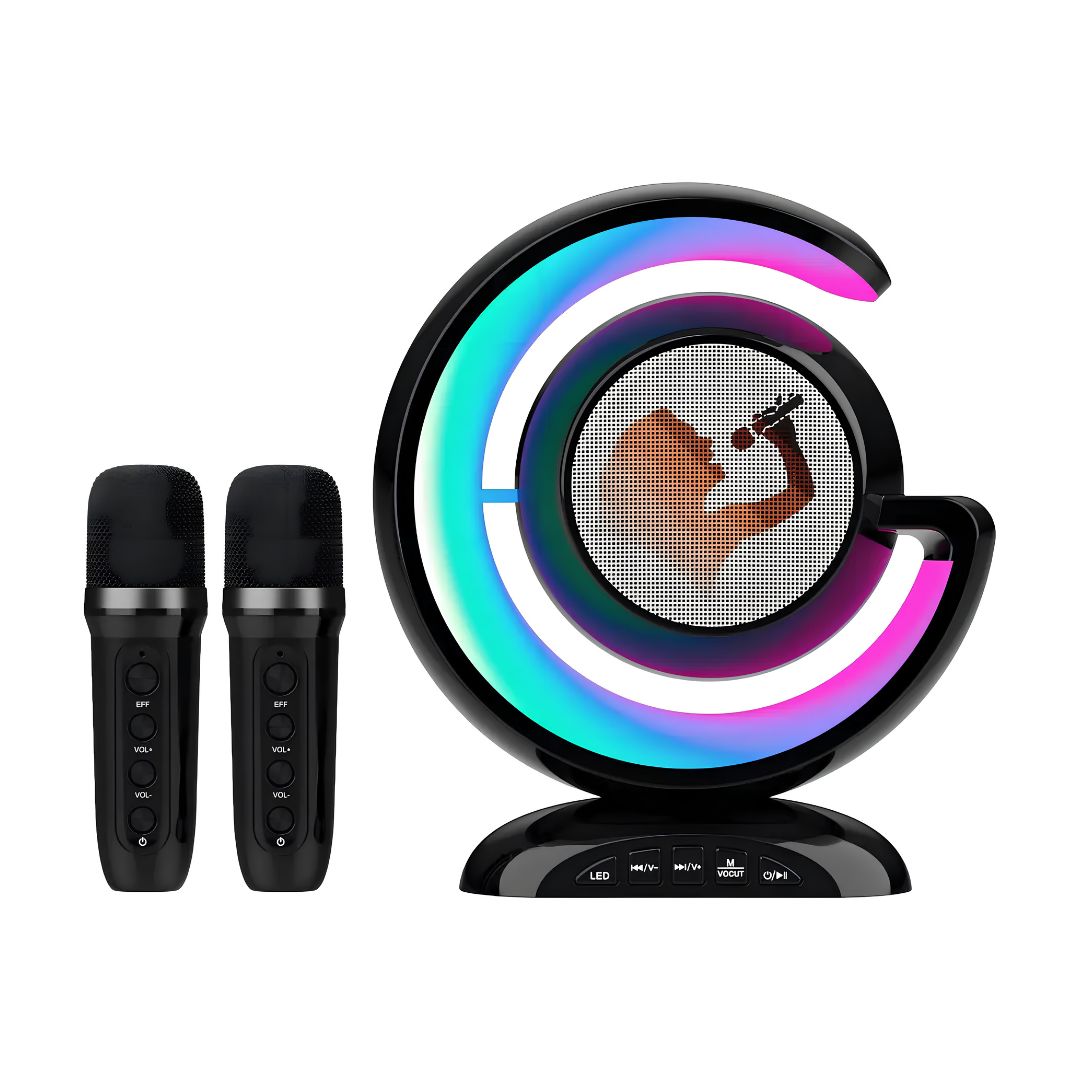 Parlante De Karaoke Portátil Con Bluetooth+micrófonos Negro®