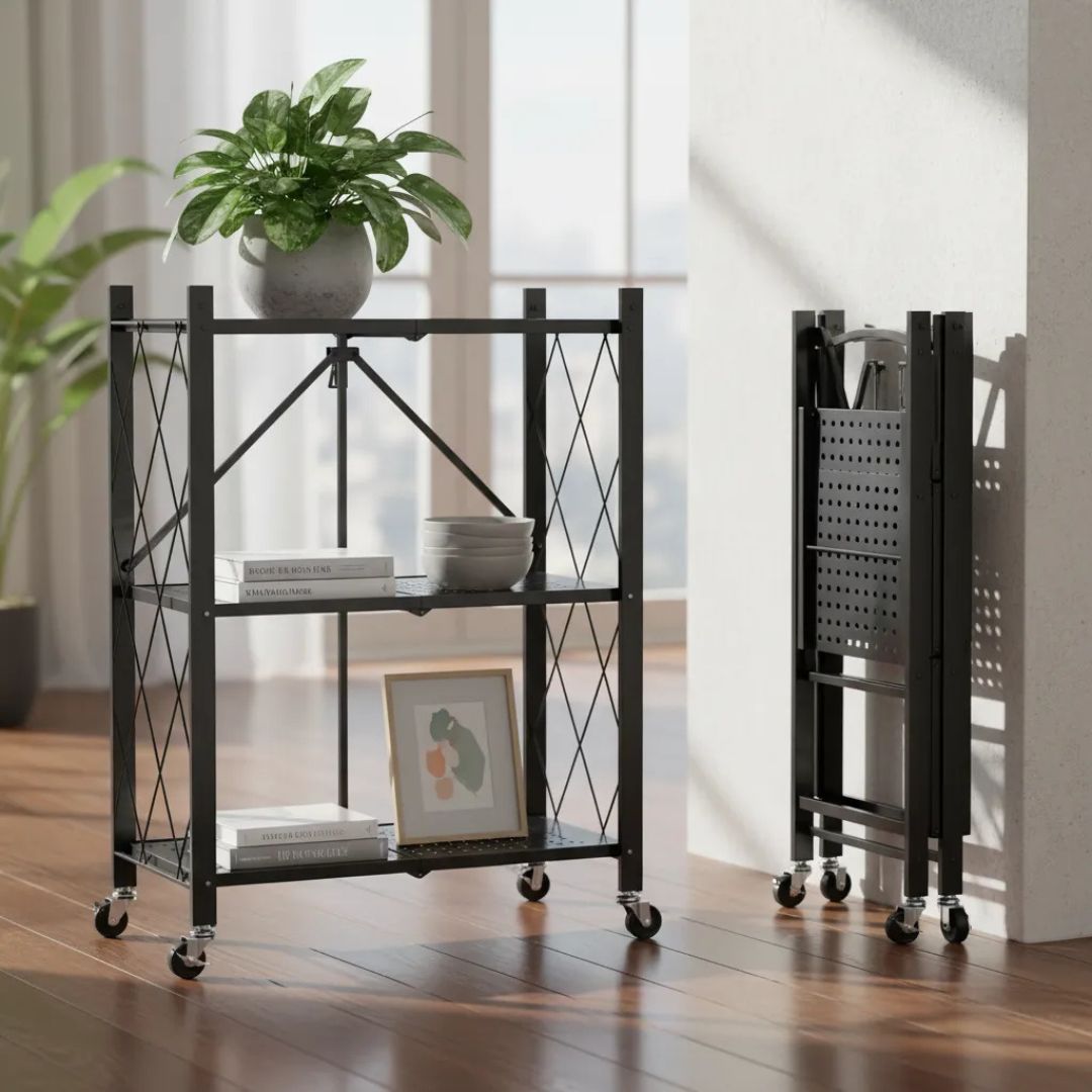 Estanteria Plegable 3estantes Con Ruedas Hasta 100kg Prof®