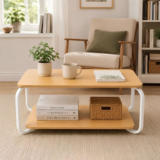Mesa Ratona Moderna 2 Niveles Mdf Laminado+patas Metalicas®