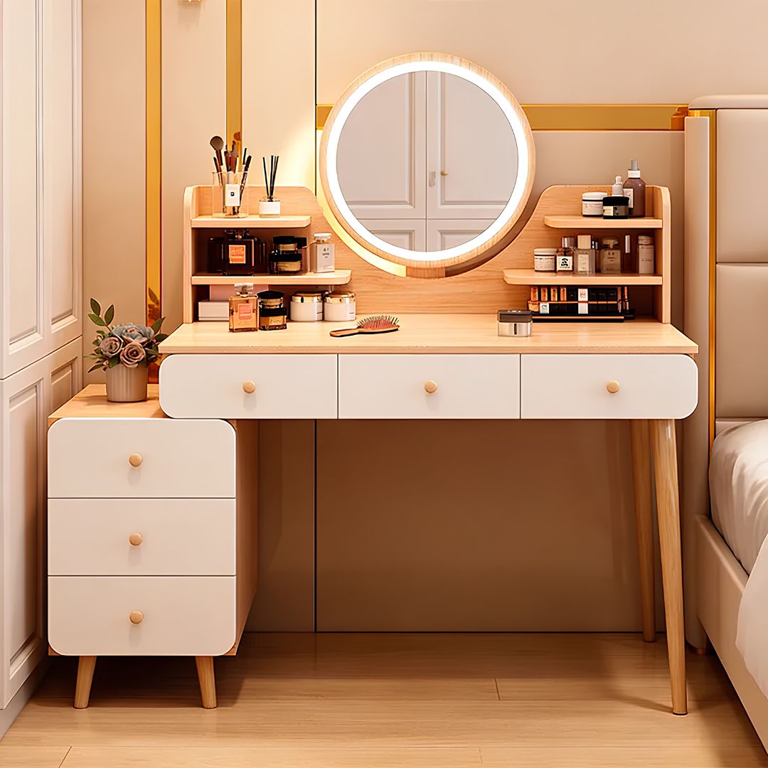 Escritorio Juvenil Para Maquillaje Moderno Mdf+Espejo Led®