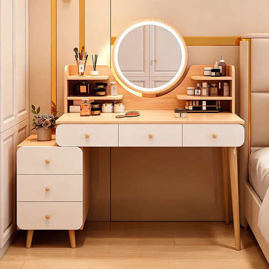 Escritorio Juvenil Para Maquillaje Moderno Mdf+Espejo Led®