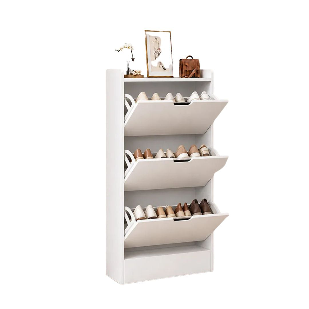 Zapatera Mdf 3 Niveles Con Estante Blanco Hasta 12 Pares®
