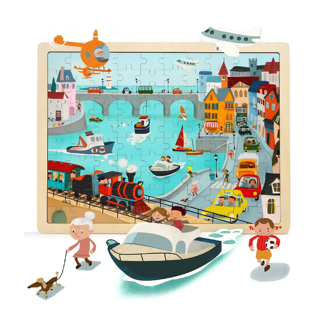 Puzzle De Madera De Ciudades 100 piezas Didactico Para Niños®