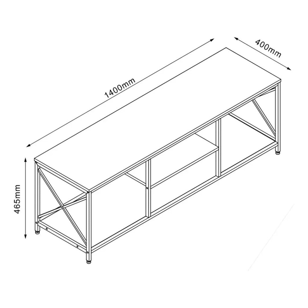 Rack Estilo Industrial Mdf Y Metal 140x40 Premium+estantes®